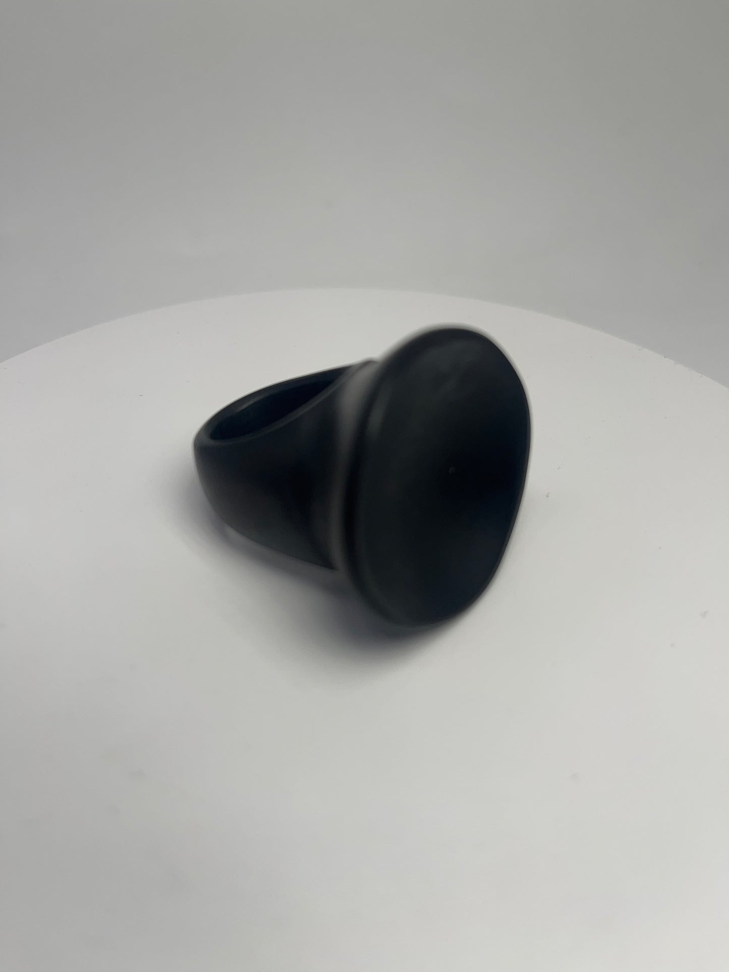 Handcrafted ebony wood ring large round sculpted from Mali