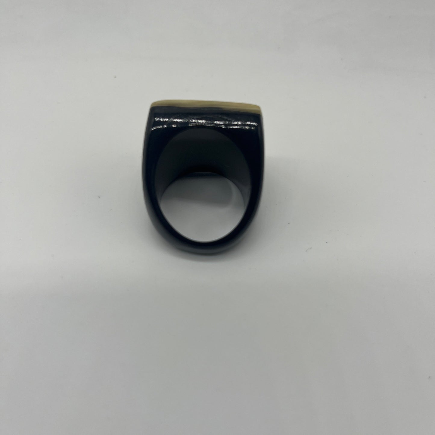 Handcrafted buffalo horn large sqaure two tone ring