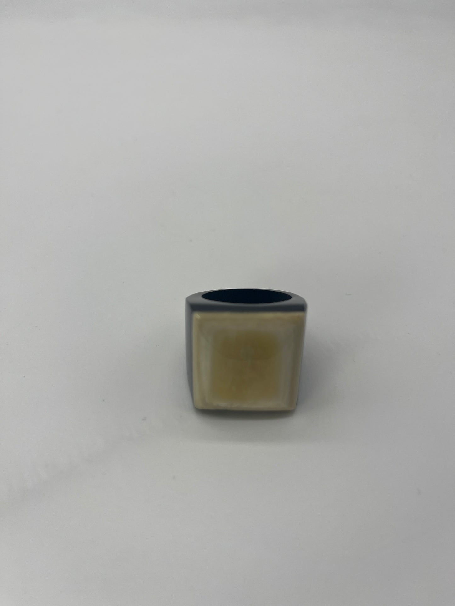 Handcrafted buffalo horn sqaure two tone ring