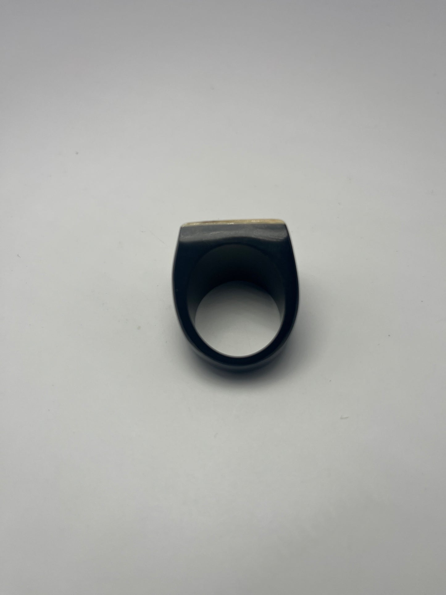 Handcrafted buffalo horn sqaure two tone ring