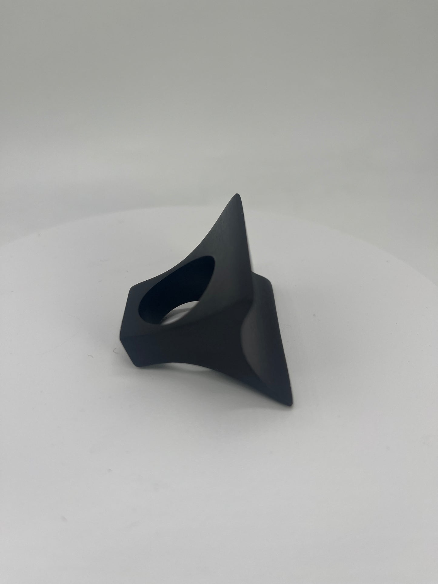 Sculpted arched ebony wood statement ring from Mali