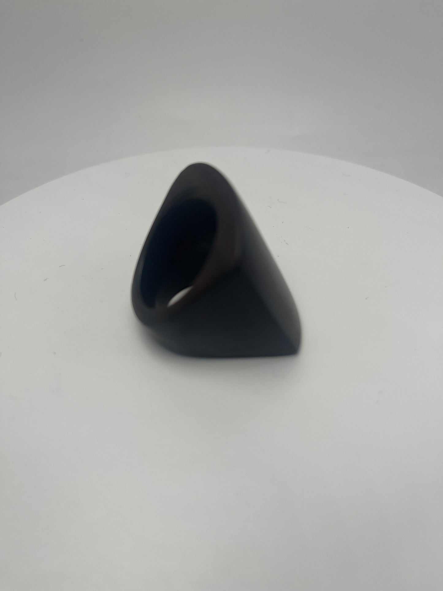 Handcrafted arched ebony wood square ring from Mali