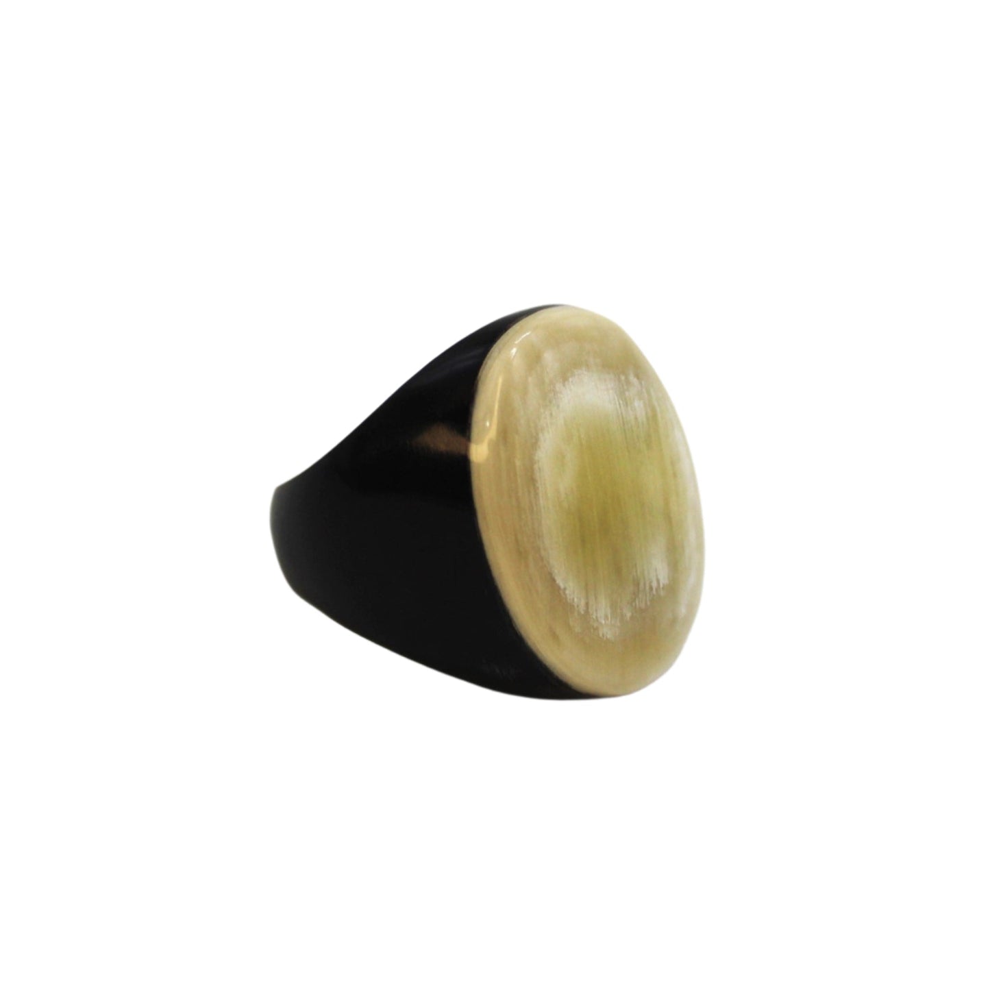 Handcrafted buffalo horn oval two tone ring