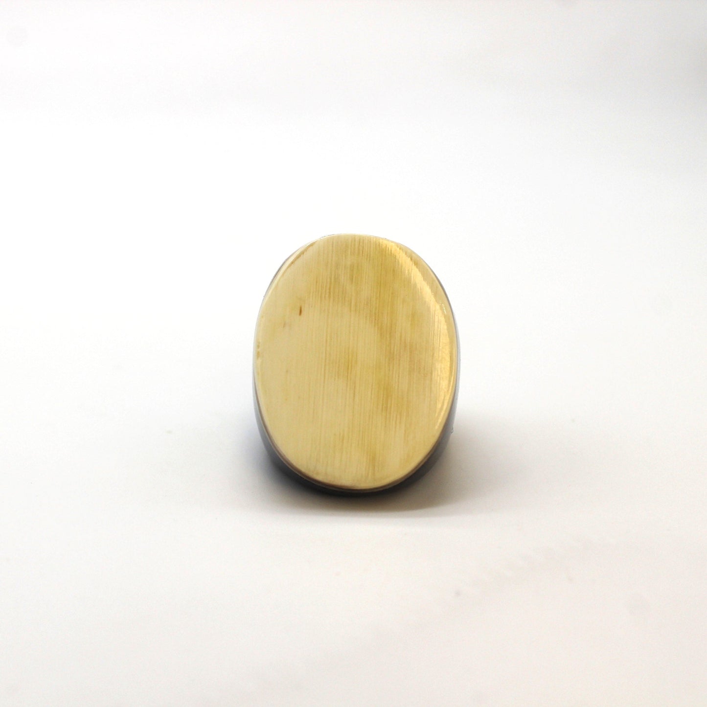 Handcrafted buffalo horn large oval two tone ring