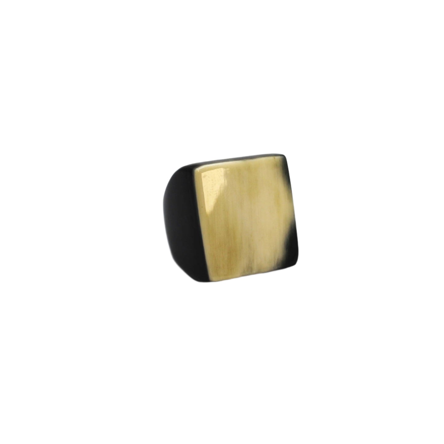 Handcrafted buffalo horn large sqaure two tone ring