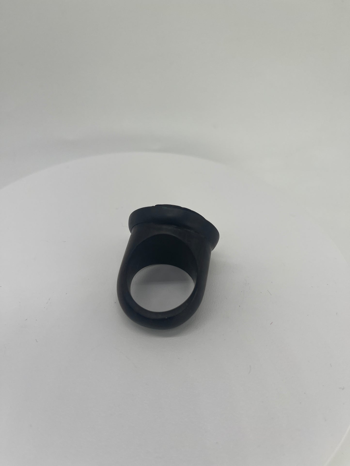 Handcrafted ebony wood ring large round sculpted 24k gold leafing accent