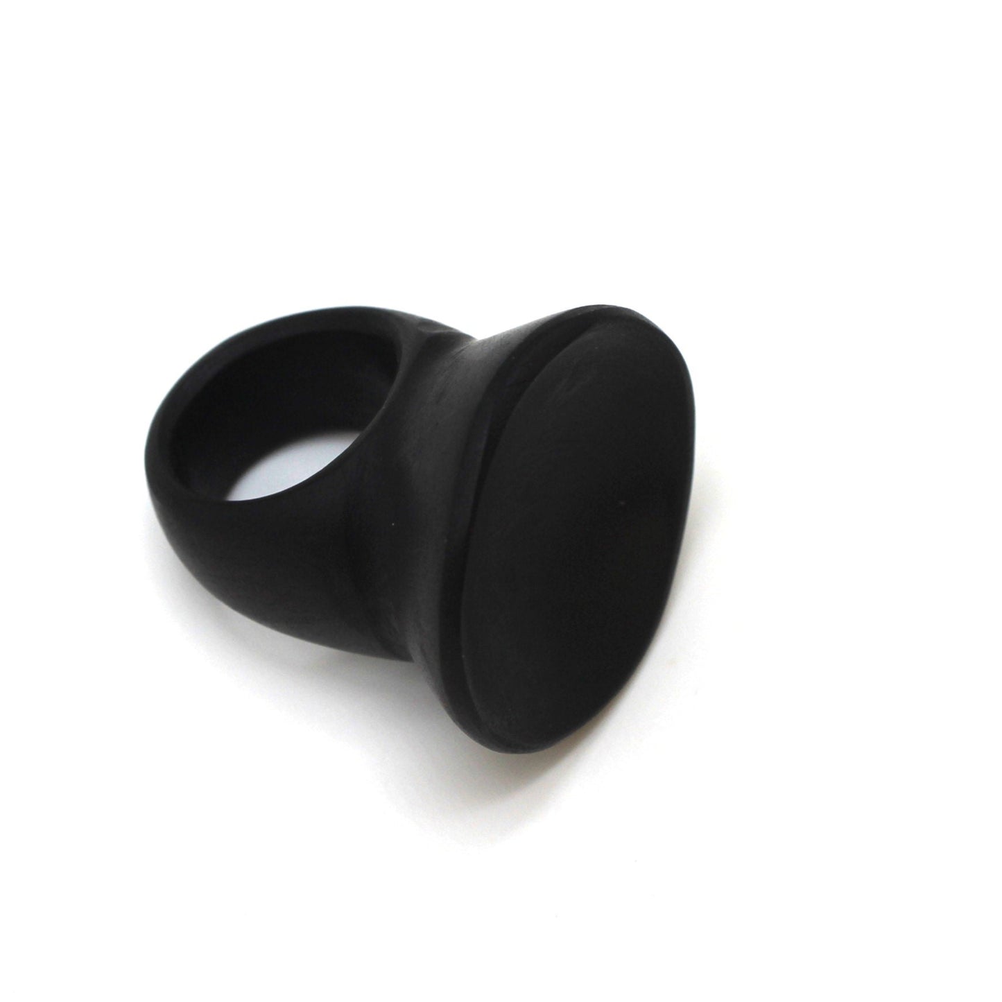 Handcrafted ebony wood ring large round sculpted from Mali