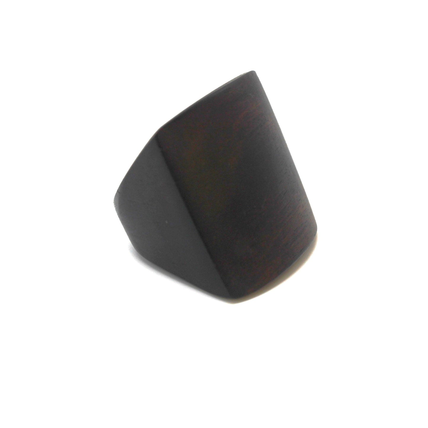 Handcrafted arched ebony wood square ring from Mali