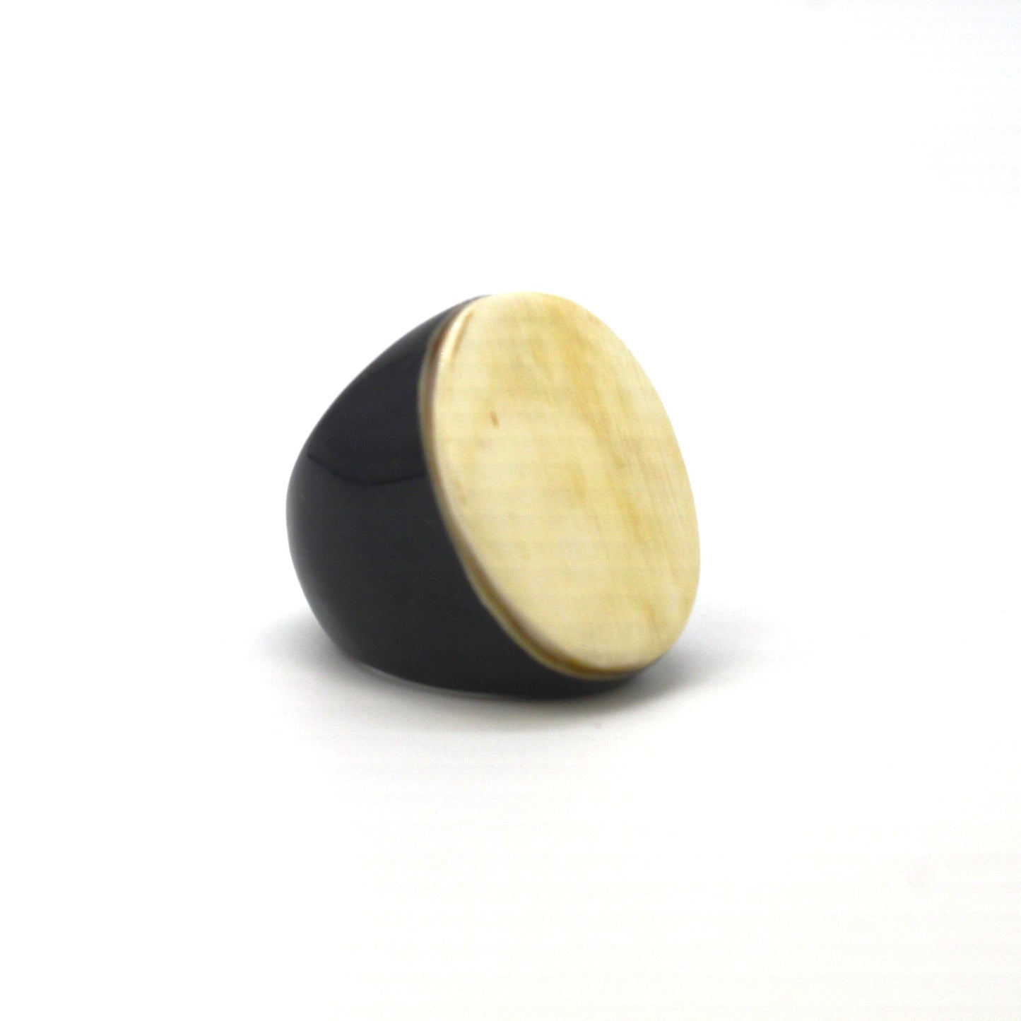 Handcrafted buffalo horn large oval two tone ring