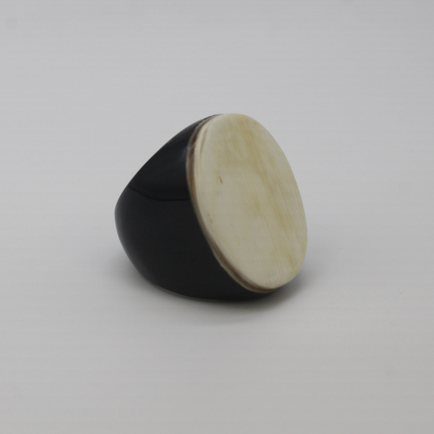 Handcrafted buffalo horn large oval two tone ring