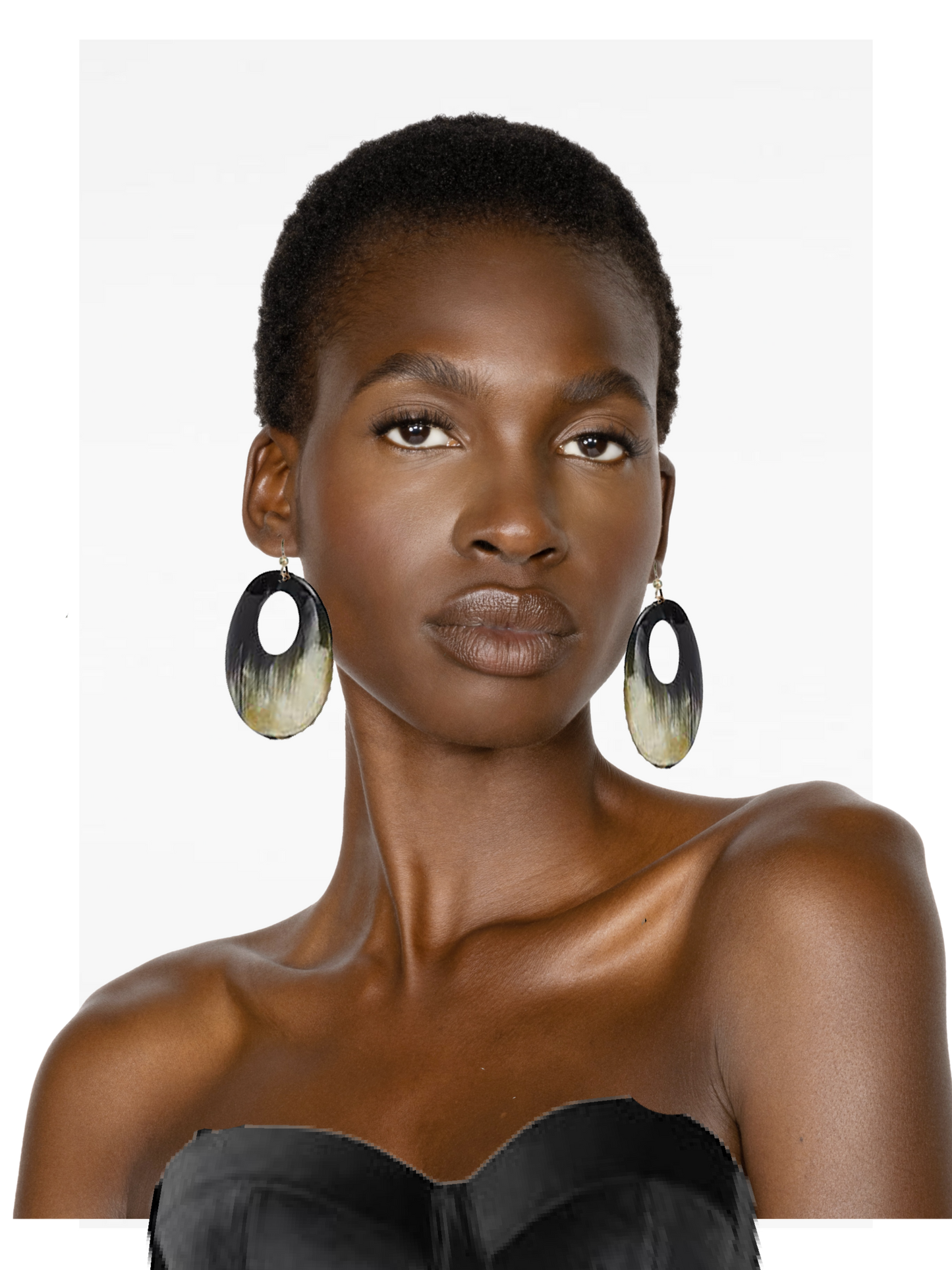 Handcrafted Watusi Cattle Horn Domed Earrings with Cutout Center and .925 Sterling Silver Posts