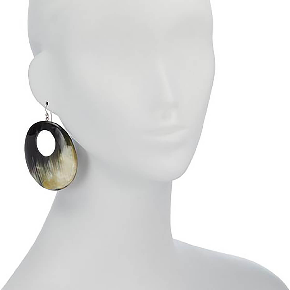 Handcrafted Watusi Cattle Horn Domed Earrings with Cutout Center and .925 Sterling Silver Posts