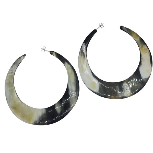 Handcrafted Oversized Crescent Horn Hoop Earring 87MM